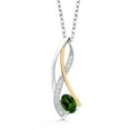 thumbnail image 1 of Gem Stone King 0.63 Ct Green Chrome Diopside E-F Lab Grown Diamond 925 Silver and 10K Yellow Gold Pendant, 1 of 4