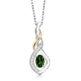 thumbnail image 1 of Gem Stone King 0.63 Ct Green Chrome Diopside E-F Lab Grown Diamond 925 Silver and 10K Yellow Gold Spiral Pendant, 1 of 4