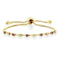 thumbnail image 1 of Gem Stone King 0.63 Ct Round Purple Amethyst White Diamond 18K Yellow Gold Plated Silver Bracelet for Women, 1 of 3