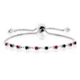 thumbnail image 1 of Gem Stone King 0.63 Ct Round Red Created Ruby Black Diamond 925 Sterling Silver Bracelet for Women, 1 of 3