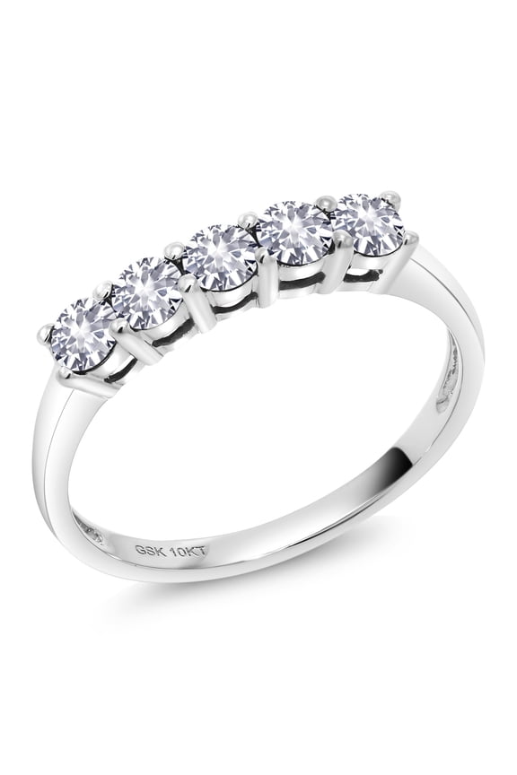 0.65 Ct Round White Created Sapphire 10K White Gold Ring