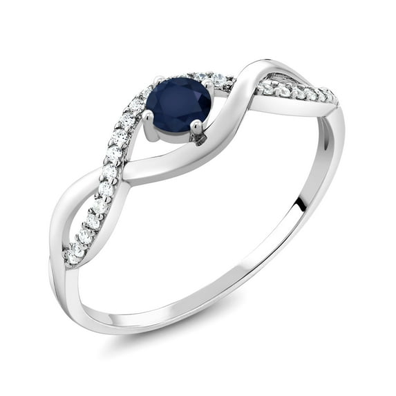 Gem Stone King 0.66 Ct Round Blue Sapphire 925 Sterling Silver Ring