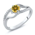 thumbnail image 1 of Gem Stone King 0.67 Ct Round Yellow Citrine 925 Sterling Silver Ring (Size 8), 1 of 2