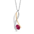 thumbnail image 1 of Gem Stone King 0.68 Ct Red Ruby E-F Lab Grown Diamond 925 Silver and 10K Yellow Gold Pendant, 1 of 4