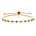 thumbnail image 1 of Gem Stone King 0.68 Ct Round Red Garnet Blue Diamond 18K Yellow Gold Plated Silver Bracelet for Women, 1 of 3