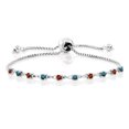 thumbnail image 1 of Gem Stone King 0.68 Ct Round Red Garnet Blue Diamond 925 Sterling Silver Bracelet for Women, 1 of 3