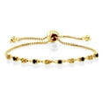 thumbnail image 1 of Gem Stone King 0.68 Ct Round Yellow Citrine Black Diamond 18K Yellow Gold Plated Silver Bracelet for Women, 1 of 3