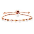 thumbnail image 1 of Gem Stone King 0.68 Ct Round Yellow Citrine White Diamond 18K Rose Gold Plated Silver Bracelet for Women, 1 of 3