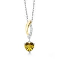 thumbnail image 1 of Gem Stone King 0.70 Ct Heart Shape Yellow Citrine 925 Silver and 10K Yellow Gold Lab Grown Diamond Pendant Necklace with Chain, 1 of 3