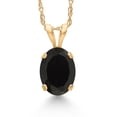 thumbnail image 1 of Gem Stone King 0.70 Ct Oval Black Onyx 14K Yellow Gold Pendant with Chain, 1 of 6