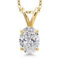 thumbnail image 1 of Gem Stone King 0.70 Ct Oval DEF Lab Grown Diamond 18K Yellow Gold Plated Silver Pendant with Chain, 1 of 6