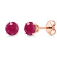 thumbnail image 1 of Gem Stone King 18K Rose Gold Plated Silver Red Ruby Stud Earrings for Women | 0.70 Cttw | Gemstone July Birthstone | Round 4MM, 1 of 5