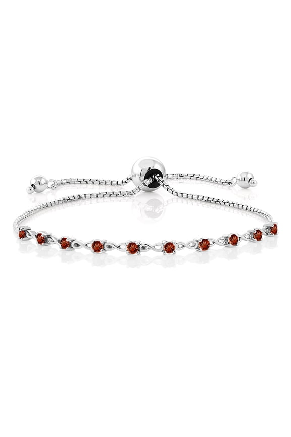 0.70 Ct Round Red Garnet 925 Sterling Silver Bracelet for Women
