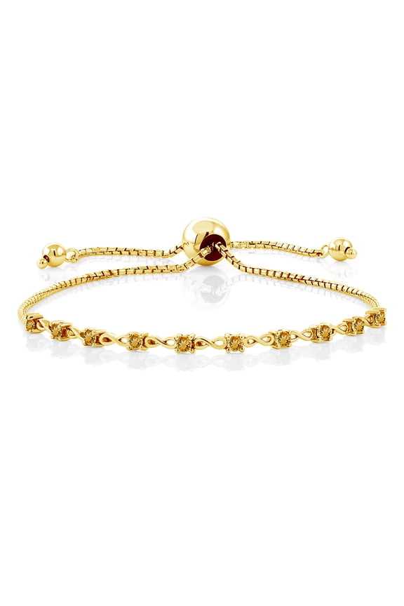 0.70 Ct Round Yellow Citrine 18K Yellow Gold Plated Silver Bracelet for Women