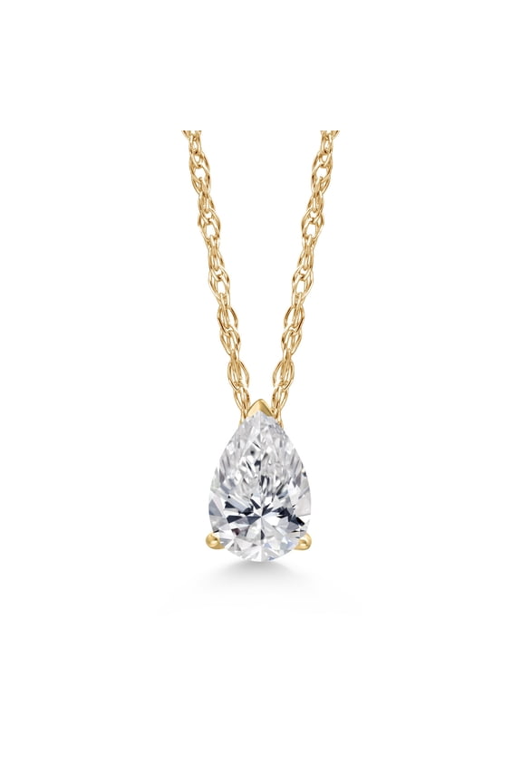 0.70 Cttw IGI Certified Lab Grown Diamond in 925 Silver and 14K Yellow Gold Pendant for Women | Pear Shape | E-F Color | VS1-VS2 Clarity | Gold Necklace for Women | 18 inch Chain