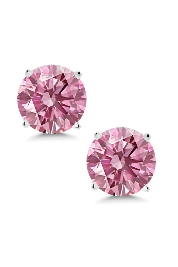 0.72 Cttw Round Pink Lab Grown Diamond Stud Earrings for Women Men | 14K White Gold | VS-SI Clarity | Fine Jewelry Gifts for Women Mom Wife Her
