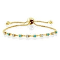 thumbnail image 1 of Gem Stone King 0.73 Ct E-F Lab Grown Diamond Swiss Blue Topaz 18K Yellow Gold Plated Silver Bracelet for Women, 1 of 3