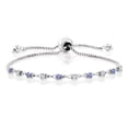 thumbnail image 1 of Gem Stone King 0.73 Ct Round Blue Tanzanite E-F Lab Grown Diamond 925 Sterling Silver Bracelet for Women, 1 of 3