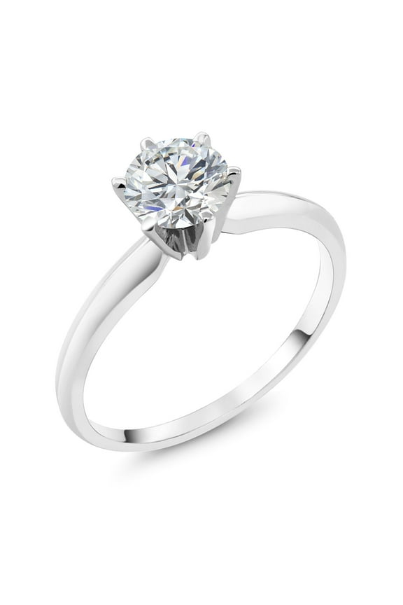 0.74 Cttw Round Lab Grown Diamond 14K White Gold Solitaire Engagement Ring for Women | DEF Color | VVS-VS Clarity (Size 8)