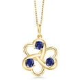 thumbnail image 1 of Gem Stone King 0.75 Ct Blue Created Sapphire 18K Yellow Gold Plated Silver Pendant With Chain, 1 of 4