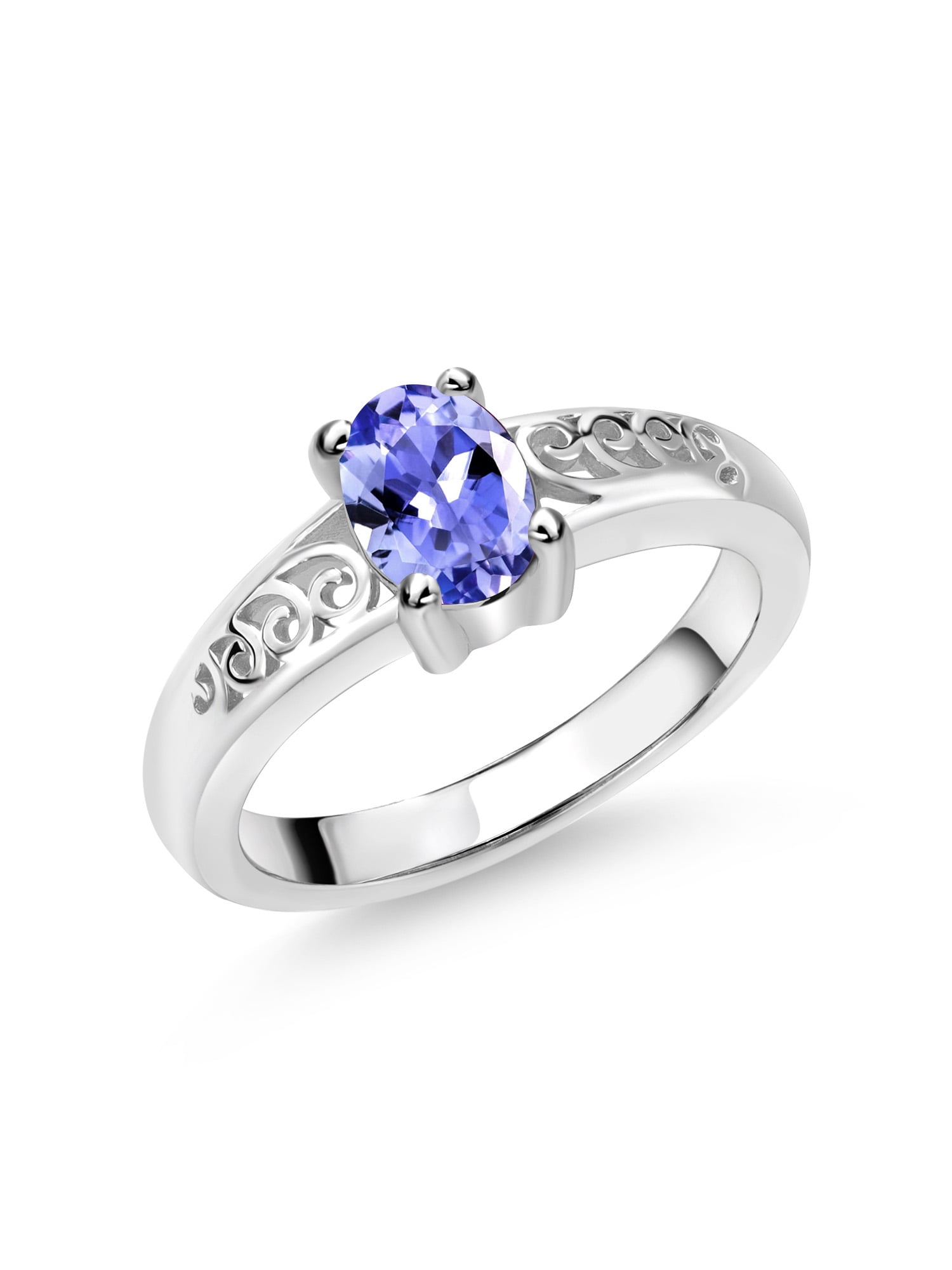 Gem Stone King 0.75 Ct Oval Blue Tanzanite 925 Sterling Silver Ring ...