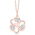 thumbnail image 1 of Gem Stone King 0.75 Ct Round White Zirconia 18K Rose Gold Plated Silver Pendant With Chain, 1 of 4