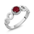 thumbnail image 1 of Gem Stone King 0.77 Ct Round Red Ruby 925 Sterling Silver Ring (Size 9), 1 of 2