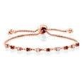thumbnail image 1 of Gem Stone King 0.78 Ct E-F Lab Grown Diamond Red Rhodolite Garnet 18K Rose Gold Plated Silver Bracelet for Women, 1 of 3