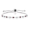thumbnail image 1 of Gem Stone King 0.78 Ct Red Rhodolite Garnet E-F Lab Grown Diamond 925 Sterling Silver Bracelet for Women, 1 of 3