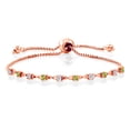 thumbnail image 1 of Gem Stone King 0.78 Ct Round White Topaz Green Peridot 18K Rose Gold Plated Silver Bracelet for Women, 1 of 3