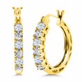 thumbnail image 1 of Gem Stone King 0.79 Ct White Created Sapphire E-F Lab Grown Diamond 18K Yellow Gold Plated Silver Earrings, 1 of 4