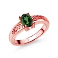 thumbnail image 1 of Gem Stone King 18K Rose Gold Plated Silver Baroque Style Ring 0.80 Ct Oval Emerald Envy Mystic Topaz (Size 5), 1 of 5