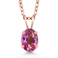 thumbnail image 1 of Gem Stone King 0.80 Ct Oval Pink Mystic Topaz 18K Rose Gold Plated Silver Pendant with Chain, 1 of 6