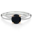 thumbnail image 1 of Gem Stone King 0.80 Ct Round Black Onyx 10K White and Yellow Gold Solitaire Engagement Ring (Size 5), 1 of 4