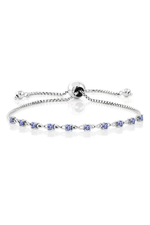 0.80 Ct Round Blue Tanzanite 925 Sterling Silver Bracelet for Women