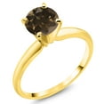 thumbnail image 1 of Gem Stone King 14K Yellow Gold Brown Smoky Quartz Solitaire Engagement 4-Prong Ring for Women | 0.80 Cttw | Round 6MM | Gemstone Birthstone (Size 6), 1 of 4