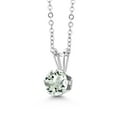 thumbnail image 1 of Gem Stone King 0.80 Ct Round Green Prasiolite 925 Sterling Silver 6-Prongs Pendant With Chain, 1 of 4