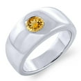 thumbnail image 1 of Gem Stone King 0.80 Ct Round Yellow Citrine 925 Sterling Silver Men's Ring | Gemstone Birthstone | Available in Size 7-13, 1 of 2