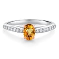 thumbnail image 1 of Gem Stone King 0.80 Ct Yellow Sapphire G/H Lab Grown Diamond 10K White and Rose Gold Engagement Ring, 1 of 4