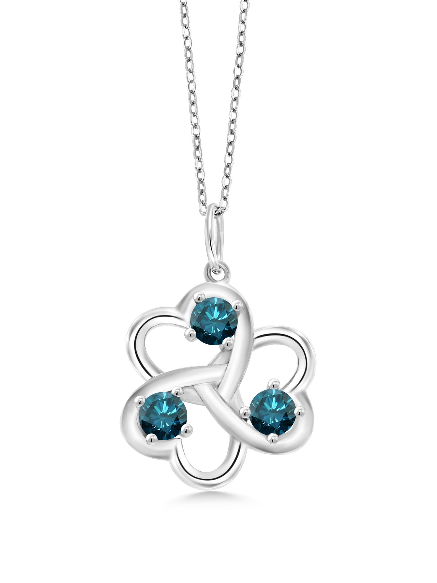 ネックレス・ペンダント STONEHENgE Silver Heart Lock Cubic Necklace Gem Stone King 925 Sterling Silver Round Blue Created
