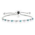 thumbnail image 1 of Gem Stone King 0.83 Ct Round White Topaz Swiss Blue Topaz 925 Sterling Silver Bracelet for Women, 1 of 3