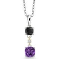 thumbnail image 1 of Gem Stone King 0.84 Ct Purple Amethyst Black Onyx 925 Silver and 10K Yellow Gold Pendant with Chain, 1 of 3