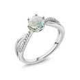 thumbnail image 1 of Gem Stone King 0.84 Ct Round Cabochon White Simulated Opal 925 Sterling Silver Infinity Ring 6 Prongs, 1 of 4