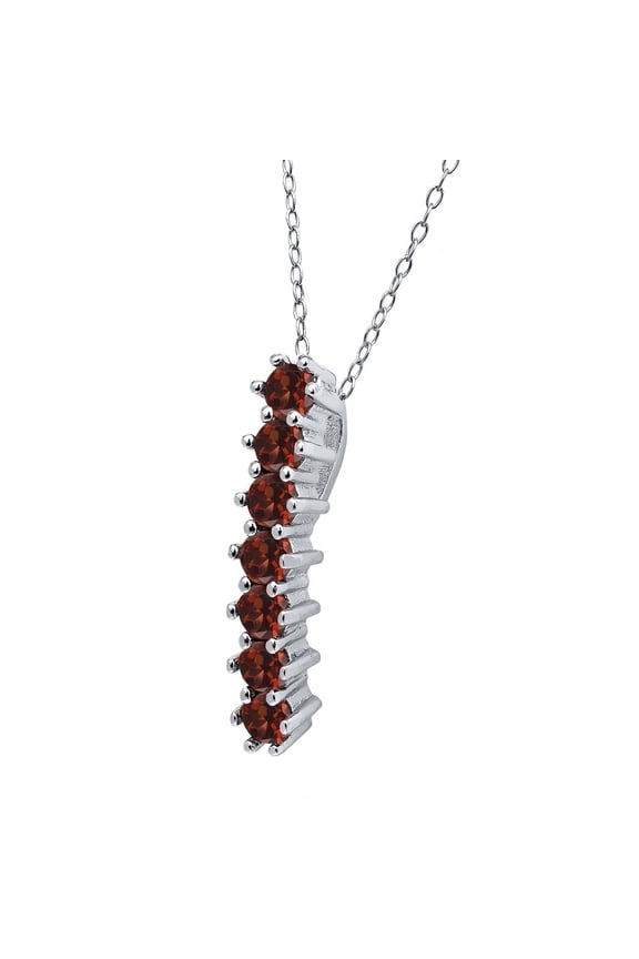 0.84 Ct Round Red Garnet 925 Sterling Silver Pendant With 18 inches Chain