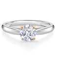 thumbnail image 1 of Gem Stone King 0.84 Ct Round White Zirconia 10K White and Yellow Gold Solitaire Engagement Ring (Size 6), 1 of 4