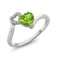 thumbnail image 1 of Gem Stone King 0.87 Ct Heart Shape Green Peridot 925 Sterling Silver Ring (Size 6), 1 of 2