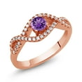 thumbnail image 1 of Gem Stone King 0.87 Ct Round Purple Amethyst 18K Rose Gold Plated Silver Infinity Ring (Size 8), 1 of 3