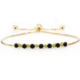 thumbnail image 1 of Gem Stone King 0.88 Ct Round Black Onyx Green Peridot 18K Yellow Gold Plated Silver Bracelet, 1 of 4