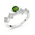 thumbnail image 1 of Gem Stone King 0.88 Ct Round Green Chrome Diopside 925 Sterling Silver Ring (Size 5), 1 of 3
