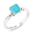 thumbnail image 1 of Gem Stone King 0.90 Ct Cushion Green Turquoise 925 Silver and 10K Yellow Gold Ring, 1 of 5